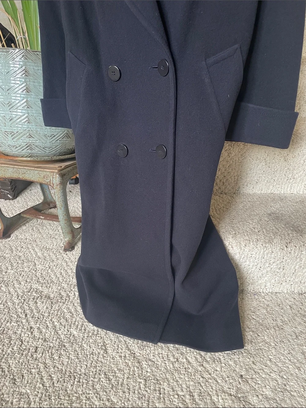 Talbots Cashmere Wool Double Breasted Navy Petite Pea Coat